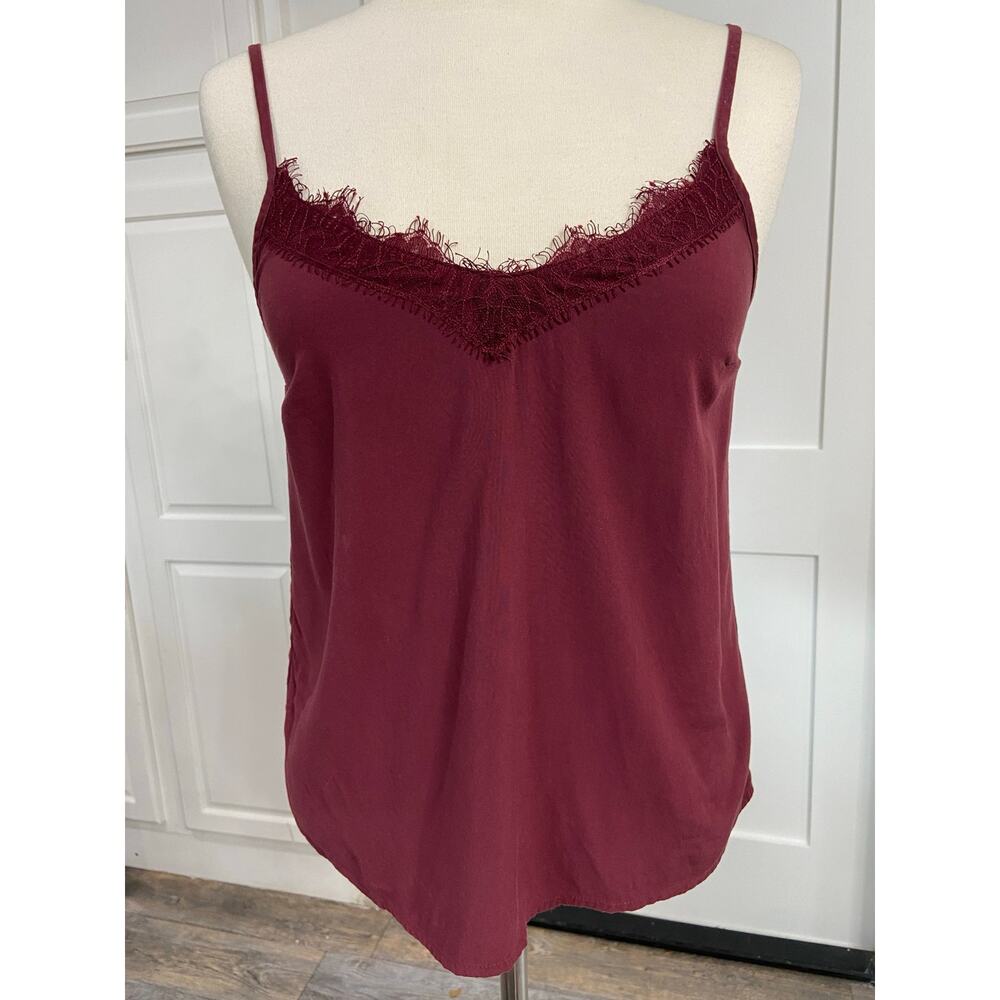 Abercrombie & Fitch XS Lace Trim Camisole 100% Viscose Cranberry Merlot Red